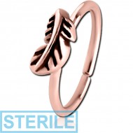 STERILE ROSE GOLD PVD COATED SURGICAL STEEL SEAMLESS RING - FEATHER PIERCING