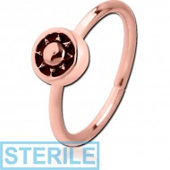 STERILE ROSE GOLD PVD COATED SURGICAL STEEL SEAMLESS RING - SUN IN CIRCLE PIERCING