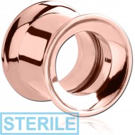 STERILE ROSE GOLD PVD COATED STAINLESS STEEL DOUBLE FLARED INTERNALLY THREADED TUNNEL