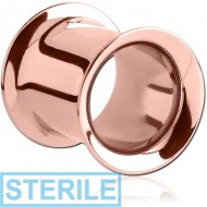 STERILE ROSE GOLD PVD COATED STAINLESS STEEL DOUBLE FLARED TUNNEL