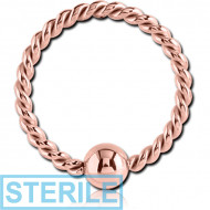 STERILE ROSE GOLD PVD COATED SURGICAL STEEL FIXED BEAD RING PIERCING