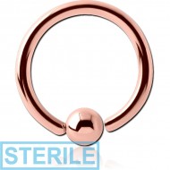 STERILE ROSE GOLD PVD COATED SURGICAL STEEL FIXED BEAD RING PIERCING