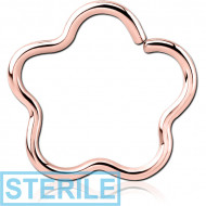STERILE ROSE GOLD PVD COATED SURGICAL STEEL OPEN FLOWER SEAMLESS RING PIERCING