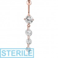 STERILE ROSE GOLD PVD COATED SURGICAL STEEL ROUND PRONG SET PIERCING
