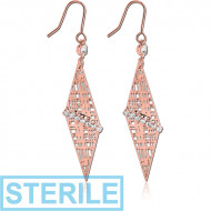 STERILE ROSE GOLD PVD COATED BRASS EARRINGS PAIR PIERCING