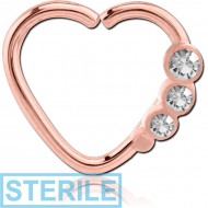 STERILE ROSE GOLD PVD COATED SURGICAL STEEL OPEN HEART SEAMLESS RING PIERCING