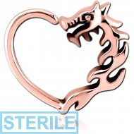 STERILE ROSE GOLD PVD COATED SURGICAL STEEL OPEN HEART SEAMLESS RING PIERCING