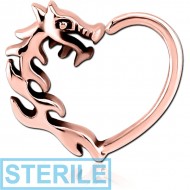 STERILE ROSE GOLD PVD COATED SURGICAL STEEL OPEN HEART SEAMLESS RING PIERCING