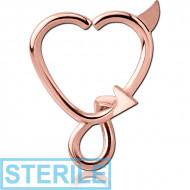 STERILE ROSE GOLD PVD COATED SURGICAL STEEL OPEN HEART SEAMLESS RING PIERCING