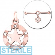 STERILE ROSE GOLD PVD COATED SURGICAL STEEL JEWELLED CHARM FOR INDUSTRIAL BARBELL