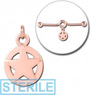 STERILE ROSE GOLD PVD COATED SURGICAL STEEL CHARM FOR INDUSTRIAL BARBELL PIERCING