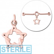 STERILE ROSE GOLD PVD COATED SURGICAL STEEL CHARM FOR INDUSTRIAL BARBELL PIERCING