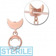 STERILE ROSE GOLD PVD COATED SURGICAL STEEL SLIDING JEWELLED CHARM FOR INDUSTRIAL BARBELL PIERCING