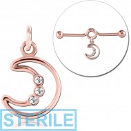 STERILE ROSE GOLD PVD COATED SURGICAL STEEL JEWELLED CHARM FOR INDUSTRIAL BARBELL PIERCING