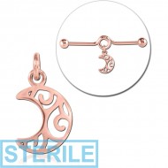 STERILE ROSE GOLD PVD COATED SURGICAL STEEL CHARM FOR INDUSTRIAL BARBELL PIERCING