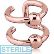 STERILE ROSE GOLD PVD COATED SURGICAL STEEL ILLUSION EAR CUFF PIERCING