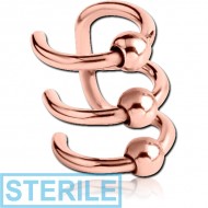 STERILE ROSE GOLD PVD COATED SURGICAL STEEL ILLUSION EAR CUFF PIERCING