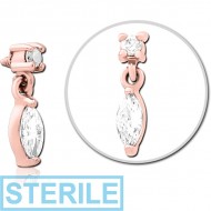 STERILE ROSE GOLD PVD COATED SURGICAL STEEL JEWELLED MICRO ATTACHMENT FOR 1.6MM INTERNALLY THREADED PINS PIERCING