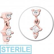 STERILE ROSE GOLD PVD COATED SURGICAL STEEL JEWELLED MICRO ATTACHMENT FOR 1.6MM INTERNALLY THREADED PINS PIERCING