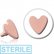 STERILE ROSE GOLD PVD COATED SURGICAL STEEL HEART FOR 1.2MM INTERNALLY THREADED PINS PIERCING