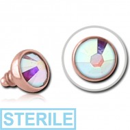 STERILE ROSE GOLD PVD COATED SURGICAL STEEL HIGH END CRYSTAL JEWELLED BALL FOR 1.2MM INTERNALLY THREADED PIN PIERCING