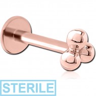 STERILE ROSE GOLD SURGICAL STEEL INTERNALLY THREADED MICRO LABRET PIERCING