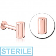 STERILE ROSE GOLD PVD COATED SURGICAL STEEL INTERNALLY THREADED MICRO LABRET - BAR PIERCING
