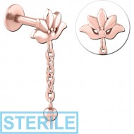 STERILE ROSE GOLD PVD COATED SURGICAL STEEL INTERNALLY THREADED MICRO LABRET PIERCING