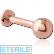 STERILE ROSE GOLD PVD COATED SURGICAL STEEL INTERNALLY THREADED MICRO LABRET PIERCING