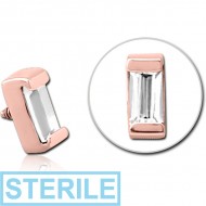 STERILE ROSE GOLD PVD COATED SURGICAL STEEL JEWELLED MICRO ATTACHMENT FOR 1.2MM INTERNALLY THREADED PINS - SQUARE PIERCING