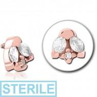 STERILE ROSE GOLD PVD COATED SURGICAL STEEL JEWELLED MICRO ATTACHMENT FOR 1.2MM INTERNALLY THREADED PINS PIERCING