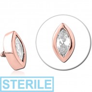 STERILE ROSE GOLD PVD COATED SURGICAL STEEL JEWELLED MICRO ATTACHMENT FOR 1.2MM INTERNALLY THREADED PINS PIERCING