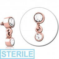 STERILE ROSE GOLD PVD COATED SURGICAL STEEL JEWELLED MICRO ATTACHMENT FOR 1.2MM INTERNALLY THREADED PINS PIERCING