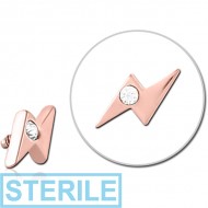 STERILE ROSE GOLD PVD COATED SURGICAL STEEL JEWELLED MICRO ATTACHMENT FOR 1.2MM INTERNALLY THREADED PINS - THUNDER PIERCING