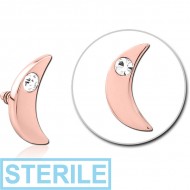 STERILE ROSE GOLD PVD COATED SURGICAL STEEL JEWELLED MICRO ATTACHMENT FOR 1.2MM INTERNALLY THREADED PINS - CRESCENT SINGLE GEM PIERCING
