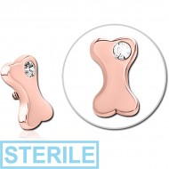 STERILE ROSE GOLD PVD COATED SURGICAL STEEL JEWELLED MICRO ATTACHMENT FOR 1.2MM INTERNALLY THREADED PINS - BONE PIERCING