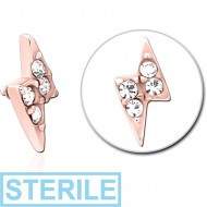 STERILE ROSE GOLD PVD COATED SURGICAL STEEL JEWELLED MICRO ATTACHMENT FOR 1.2MM INTERNALLY THREADED PINS - THUNDER PIERCING