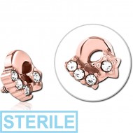 STERILE ROSE GOLD PVD COATED SURGICAL STEEL JEWELLED MICRO ATTACHMENT FOR 1.2MM INTERNALLY THREADED PINS - PLAIN MOON AND STARS PIERCING