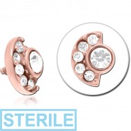 STERILE ROSE GOLD PVD COATED SURGICAL STEEL JEWELLED MICRO ATTACHMENT FOR 1.2MM INTERNALLY THREADED PINS - MOON AND STARS PIERCING