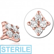 STERILE ROSE GOLD PVD COATED SURGICAL STEEL JEWELLED MICRO ATTACHMENT FOR 1.2MM INTERNALLY THREADED PINS PIERCING