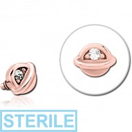 STERILE ROSE GOLD PVD COATED SURGICAL STEEL JEWELLED MICRO ATTACHMENT FOR 1.2MM INTERNALLY THREADED PINS - HALF OPEN EYE PIERCING