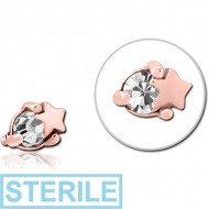 STERILE ROSE GOLD PVD COATED SURGICAL STEEL JEWELLED MICRO ATTACHMENT FOR 1.2MM INTERNALLY THREADED PINS - STAR AND GEM PIERCING