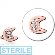 STERILE ROSE GOLD PVD COATED SURGICAL STEEL JEWELLED MICRO ATTACHMENT FOR 1.2MM INTERNALLY THREADED PINS - CRESCENT PRONGS PIERCING