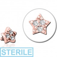STERILE ROSE GOLD PVD COATED SURGICAL STEEL JEWELLED MICRO ATTACHMENT FOR 1.2MM INTERNALLY THREADED PINS - STAR PRONGS PIERCING
