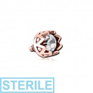 STERILE ROSE GOLD PVD COATED SURGICAL STEEL JEWELLED MICRO ATTACHMENT FOR 1.2MM INTERNALLY THREADED PINS PIERCING