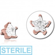 STERILE ROSE GOLD PVD COATED SURGICAL STEEL JEWELLED MICRO ATTACHMENT FOR 1.2MM INTERNALLY THREADED PINS - STAR PIERCING