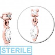 STERILE ROSE GOLD PVD COATED SURGICAL STEEL JEWELLED MICRO ATTACHMENT FOR 1.2MM INTERNALLY THREADED PINS PIERCING