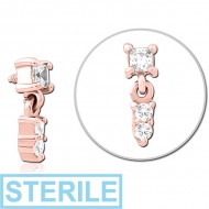 STERILE ROSE GOLD PVD COATED SURGICAL STEEL JEWELLED MICRO ATTACHMENT FOR 1.2MM INTERNALLY THREADED PINS PIERCING