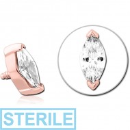 STERILE ROSE GOLD PVD COATED SURGICAL STEEL JEWELLED MICRO ATTACHMENT FOR 1.2MM INTERNALLY THREADED PINS PIERCING