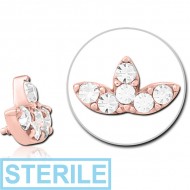 STERILE ROSE GOLD PVD COATED SURGICAL STEEL JEWELLED MICRO ATTACHMENT FOR 1.2MM INTERNALLY THREADED PINS PIERCING